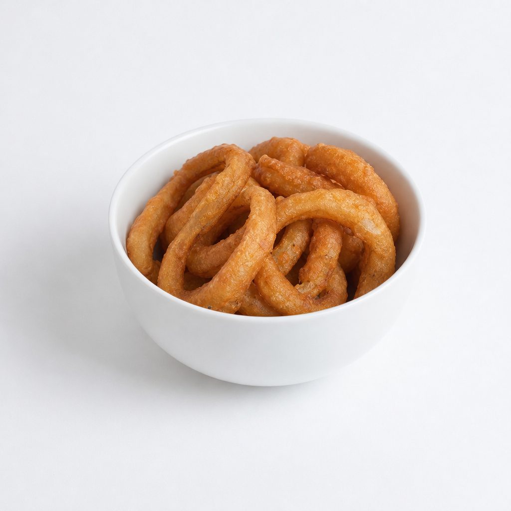 Hand Battered Onion Rings.