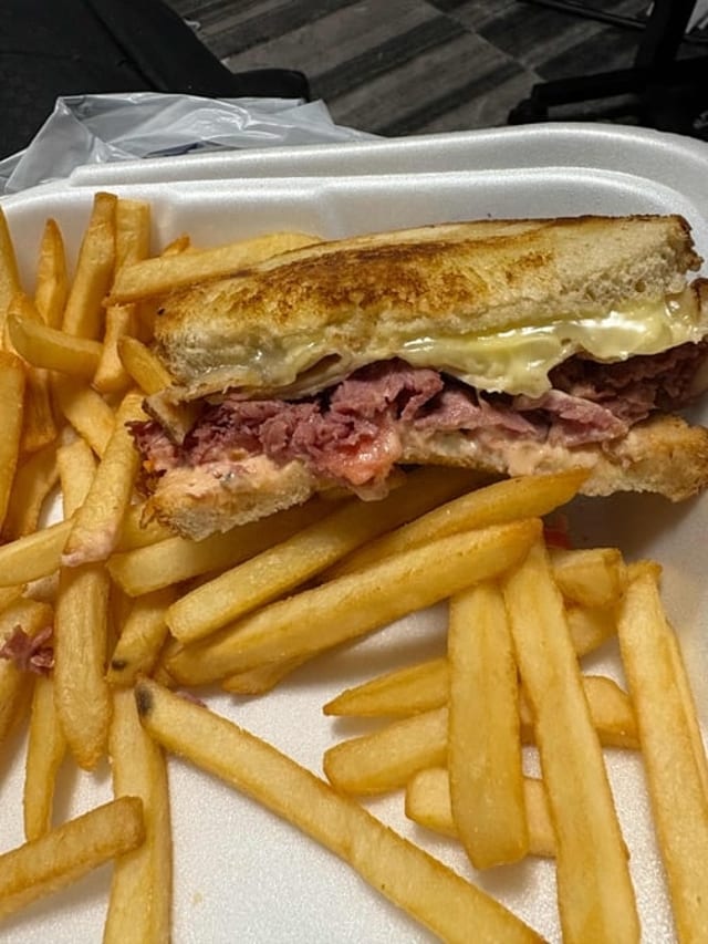 Gg's Double Cheese Deli Sandwich.